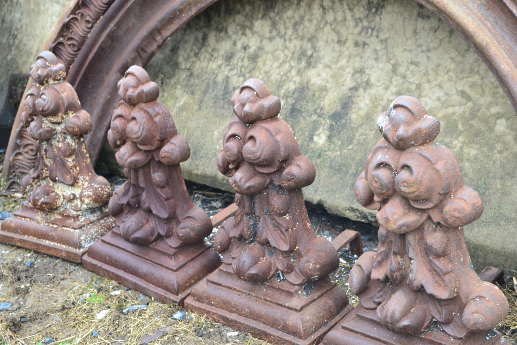 Imagine the fireplace these iron andirons were in!  Love them as pieces of sculpture.