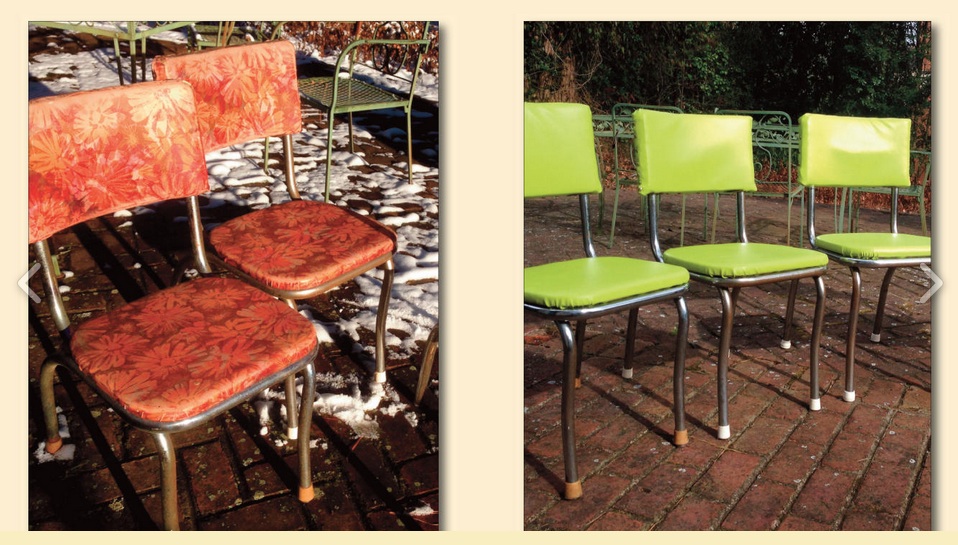 BEFORE and AFTER mid-century kitchen chairs.