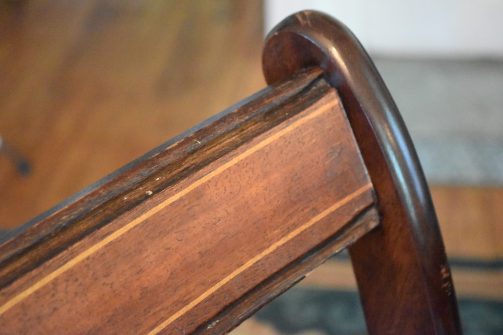 Detail of the inlay in the chair backs