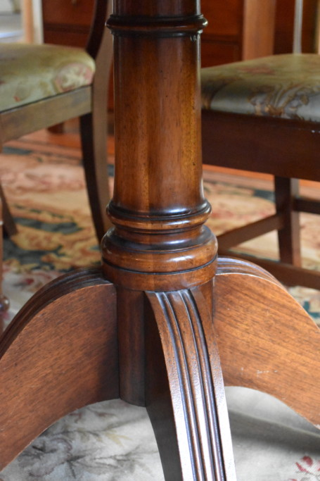 Detail of the legs of the Belgian dining table